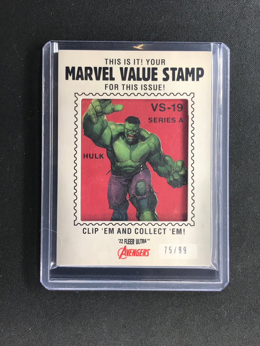 2022 Fleer Ultra Avengers Hulk Marvel Value Stamp Relic 75/99