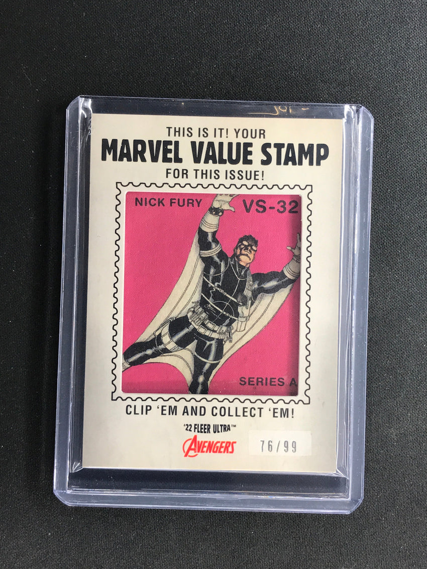 2022 Fleer Ultra Avengers Nick Fury Marvel Value Stamp Relic 76/99