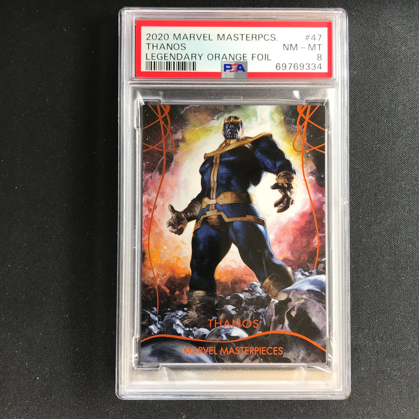 2020 Marvel Masterpieces Thanos Legendary Orange 23/99 PSA 8 334