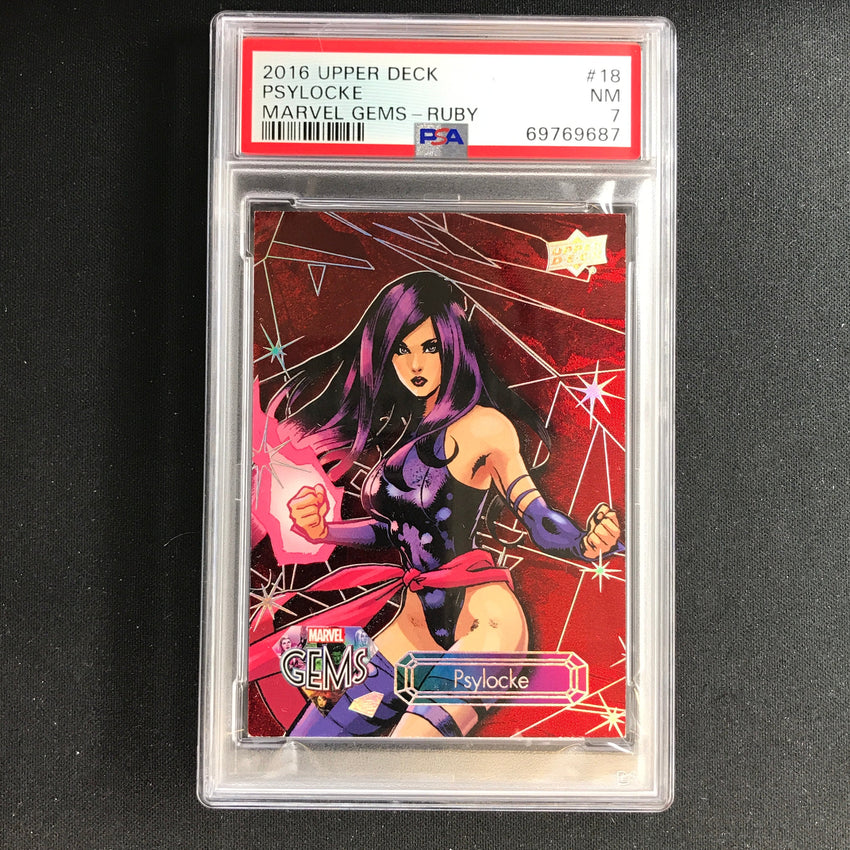 2016 Marvel Gems Psylocke Ruby 75/99 Psa 7 687