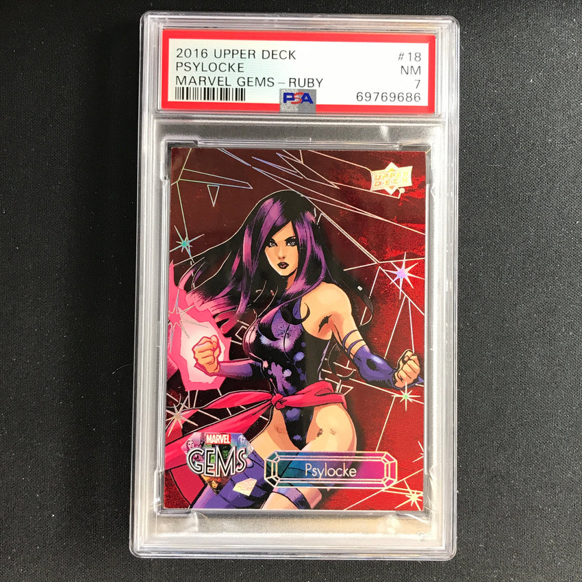 2016 Marvel Gems Psylocke Ruby 46/99 Psa 7 686