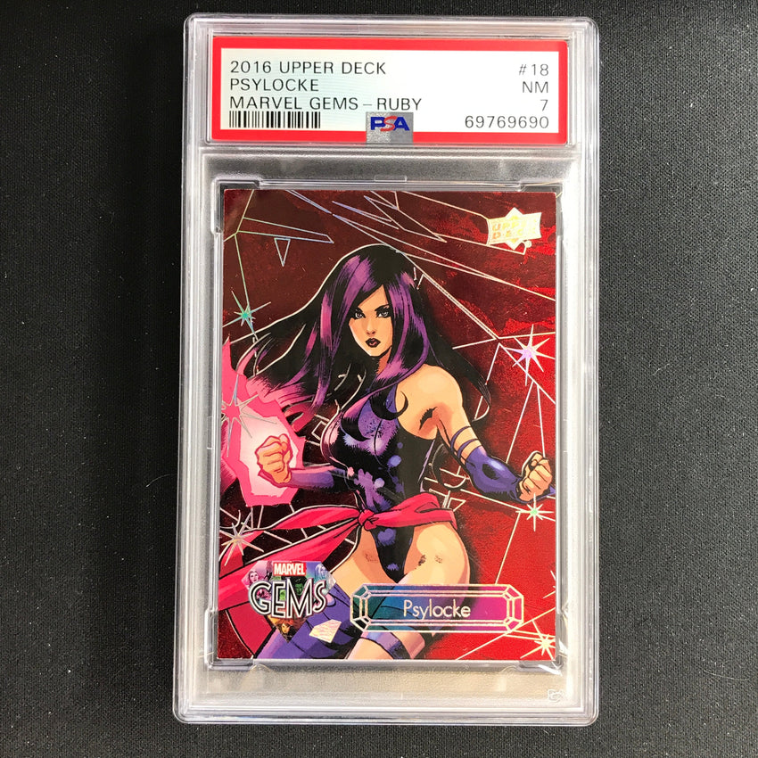 2016 Marvel Gems Psylocke Ruby 66/99 PSA 7 690