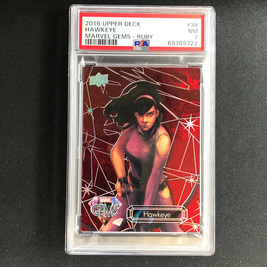 2016 Marvel Gems Hawkeye Ruby 67/99 PSA 7 722
