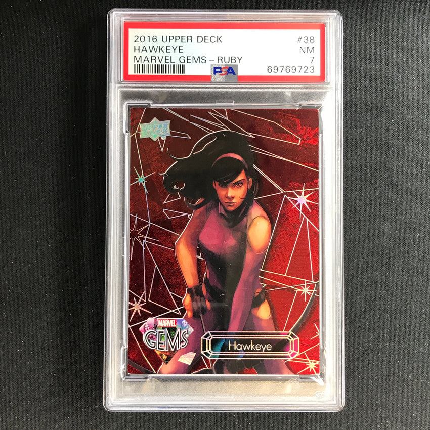 2016 Marvel Gems Hawkeye Ruby 99/99 Psa 7 Omega 723