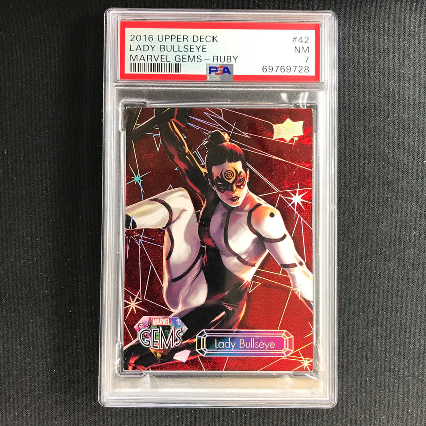 2016 Marvel Gems Lady Bullseye Ruby 16/99 PSA 7 728