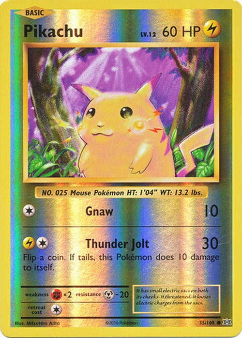 REVERSE HOLO Pikachu - 35/108 - Common - XY Evolutions-Cherry Collectables