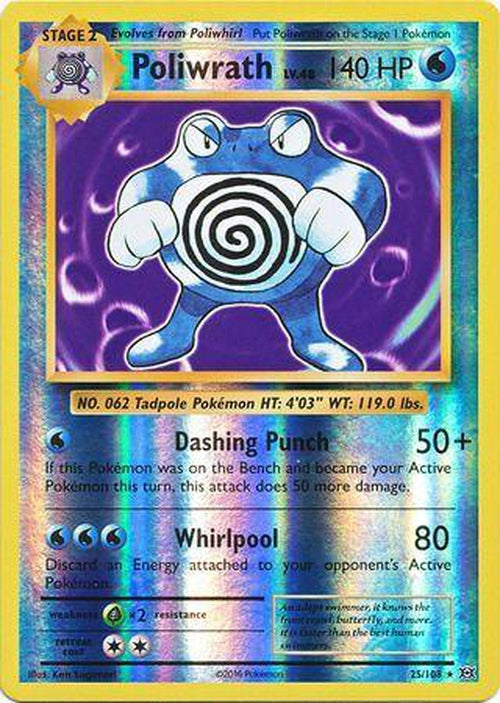 REVERSE HOLO Poliwrath - 25/108 - - XY Evolutions-Cherry Collectables