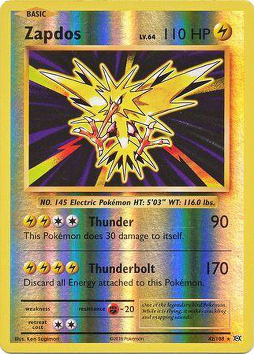 REVERSE HOLO Zapdos - 42/108 - Rare - XY Evolutions-Cherry Collectables