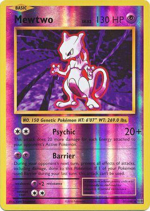 REVERSE HOLO Mewtwo - 51/108 - - XY Evolutions-Cherry Collectables