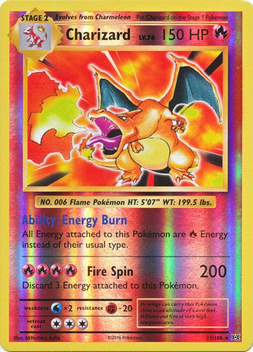 REVERSE HOLO Charizard - 11/108 - Rare - XY Evolutions-Cherry Collectables