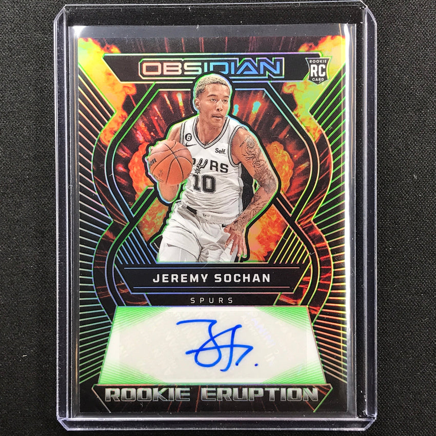 2022-23 Obsidian Jeremy Sochan Rookie Eruption Auto Electric Etch Green 6/25