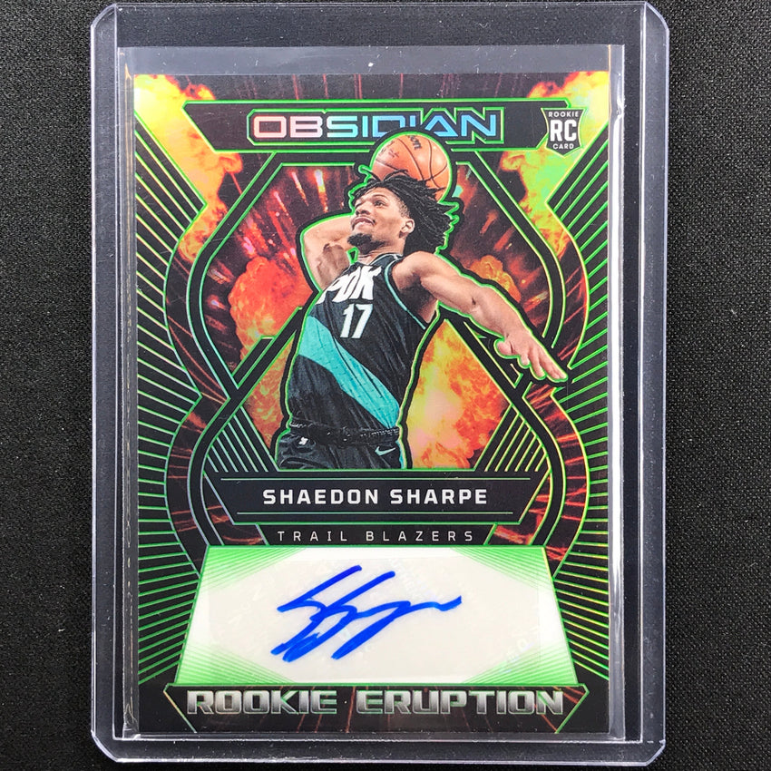 2022-23 Obsidian Shaedon Sharpe Rookie Eruption Auto Electric Etch Green 25/25