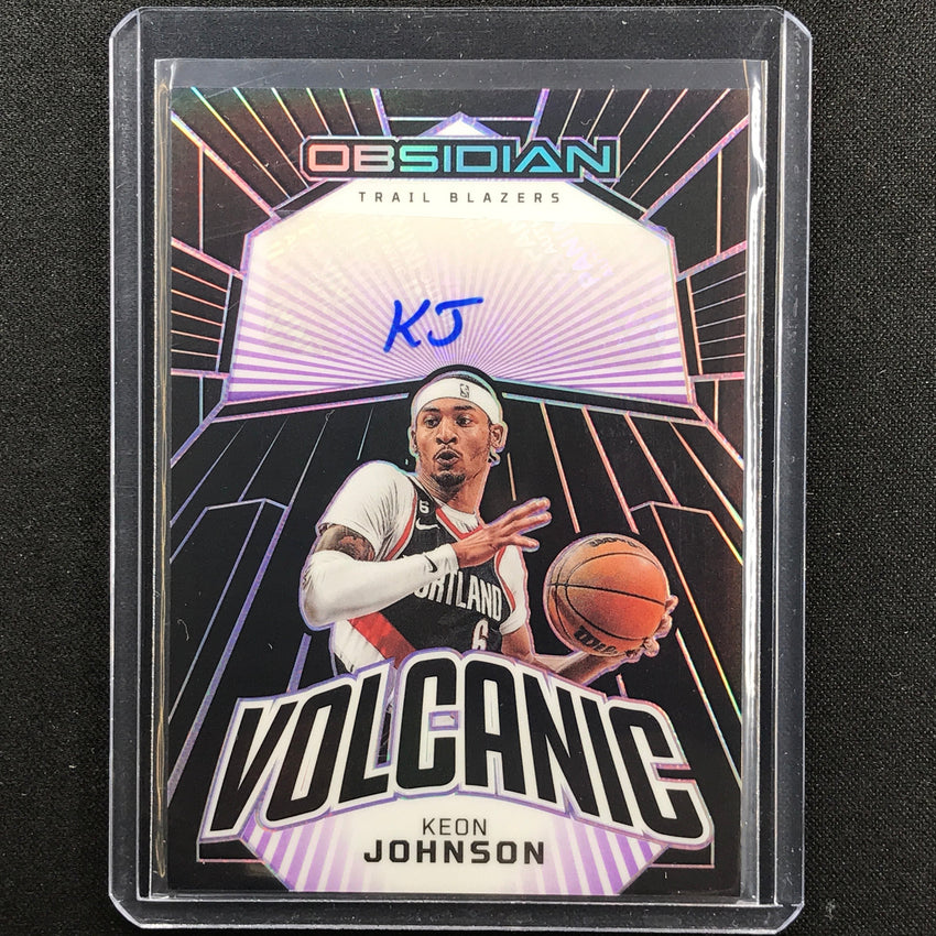 2022-23 Obsidian Keon Johnson Volcanic Signature Auto Electric Etch Purple 15/75