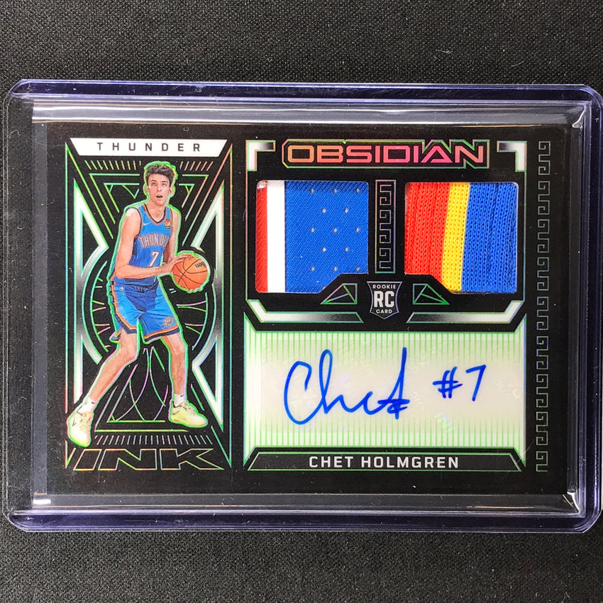 2022-23 Obsidian Chet Holmgren Rookie Jersey Ink Dual Patch Auto Green 15/25