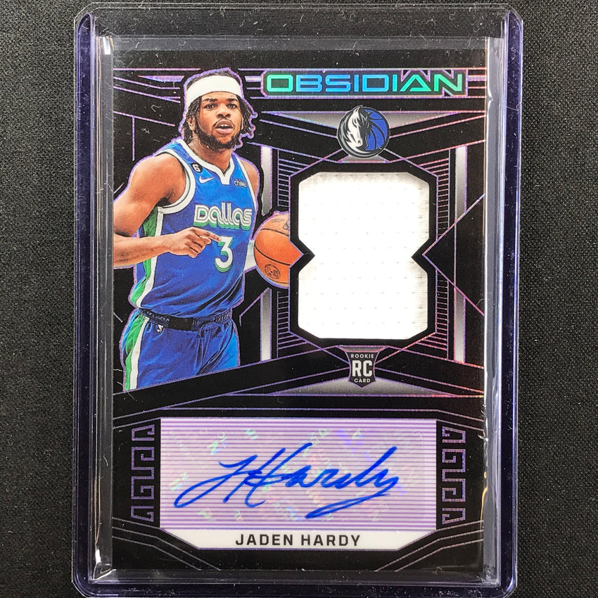 2022-23 Obsidian Jaden Hardy Rookie Jersey Auto Electric Etch Purple 47/75 No 210
