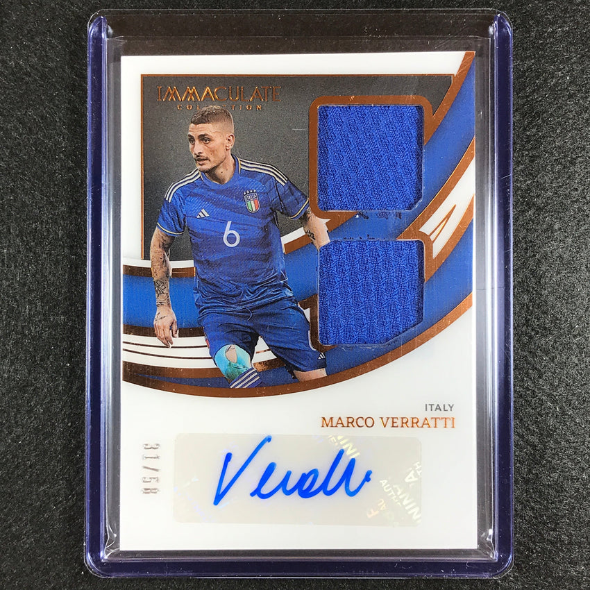 2022-23 Immaculate Marco Verratti Dual Swatch Jersey Relic Auto Bronze 31/58
