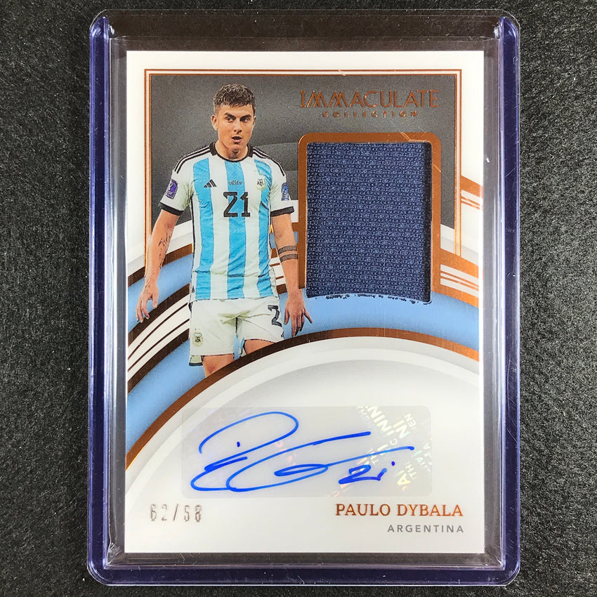 2022-23 Immaculate Paulo Dybala Memorabilia Jersey Relic Auto Bronze 62/68