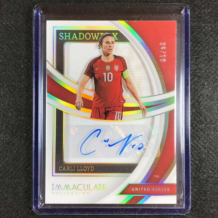 2022-23 Immaculate Carli Lloyd Shadowbox Signatures Acetate Auto Holo Gold 6/10