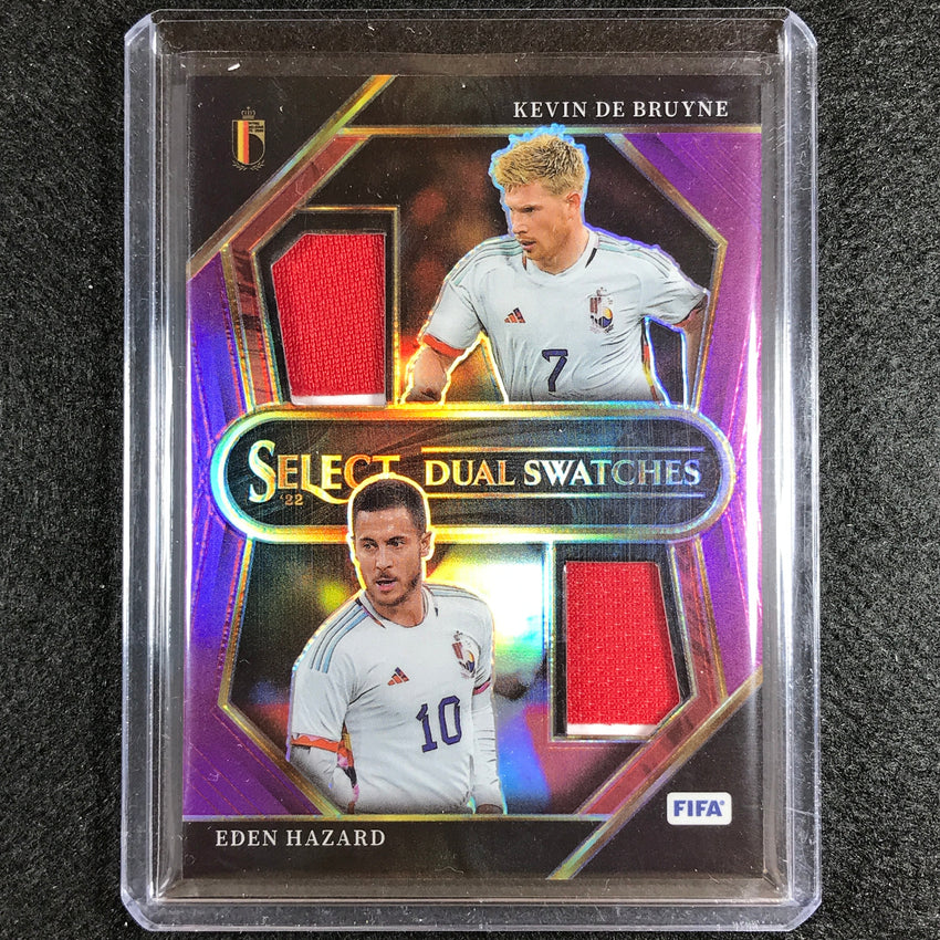 2022-23 Select Fifa Kevin De Bruyne Eden Hazard Dual Swatch Relic Purple 18/49