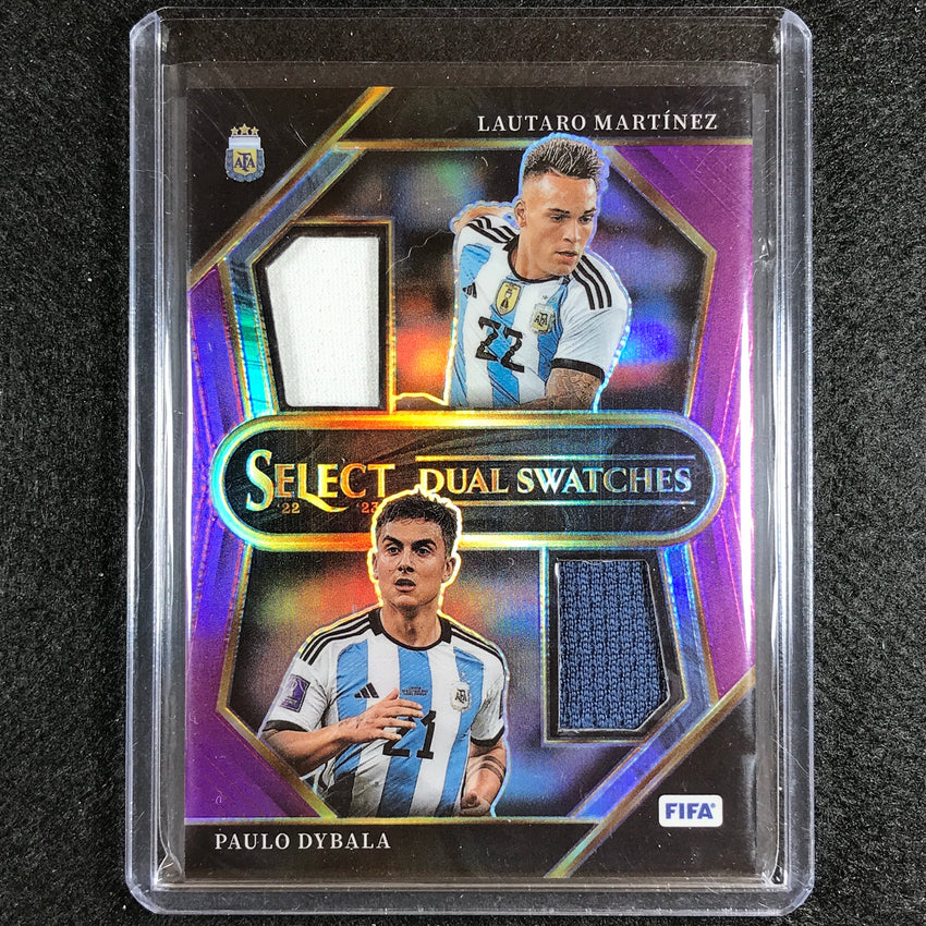 2022-23 Select Fifa Lautaro Martinez Paulo Dybala Dual Swatch Relic Purple 19/49