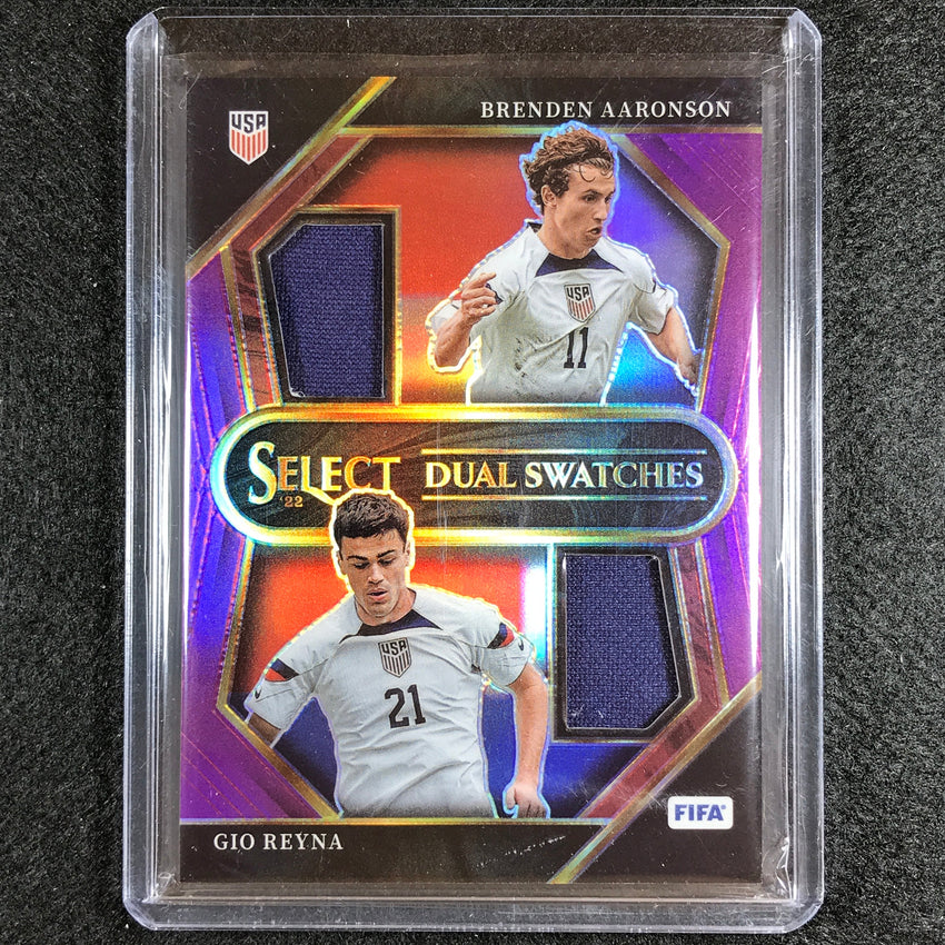 2022-23 Select Fifa Brenden Aaronson Gio Reyna Dual Swatch Relic Purple 30/49
