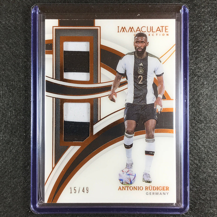 2022-23 Immaculate Antonio Rudiger Dual Patches Acetate Relic Bronze 15/49