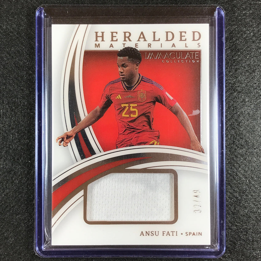 2022-23 Immaculate Ansu Fati Heralded Materials Jersey Relic Silver 32/49