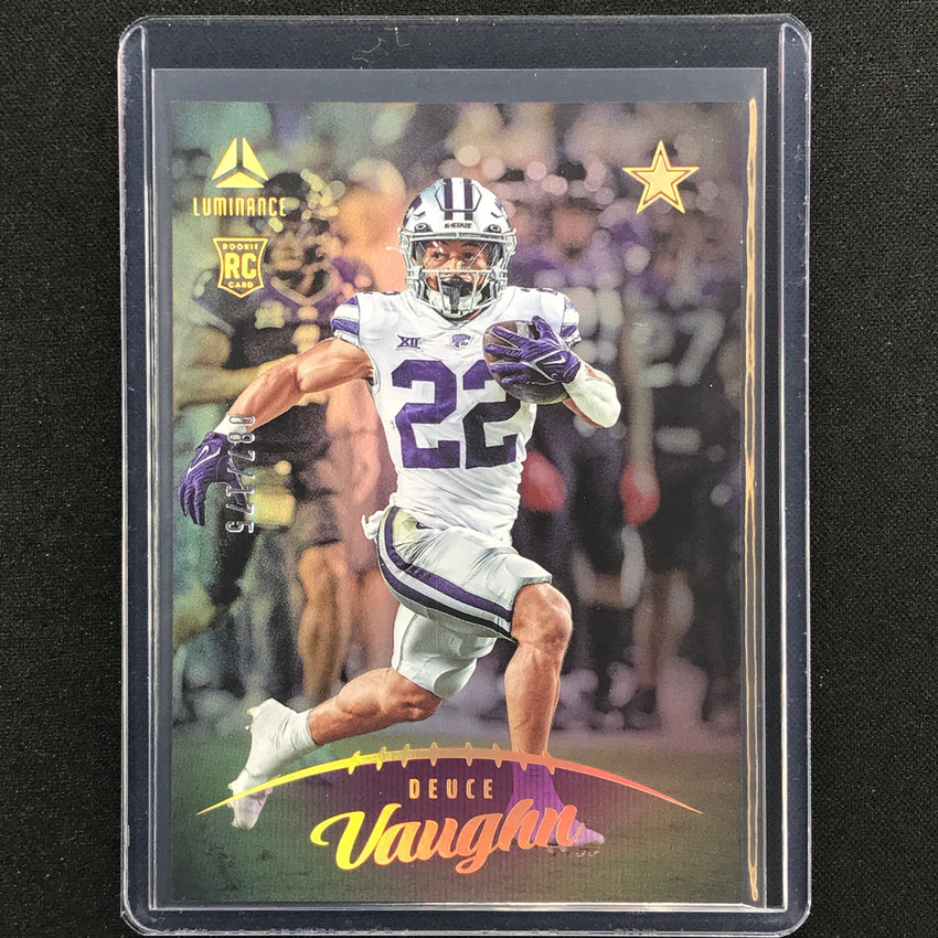 2023 Luminance Nfl Deuce Vaughn Rookie Vertical Purple /175 No 142