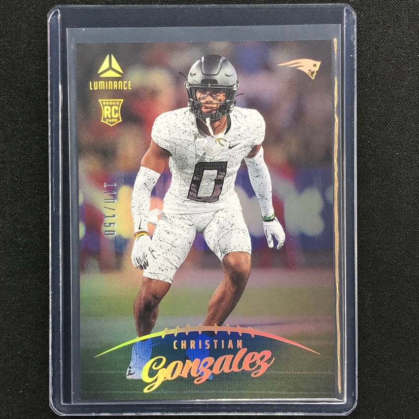 2023 Luminance Nfl Christian Gonzalez Rookie Vertical Blue /150 No 157