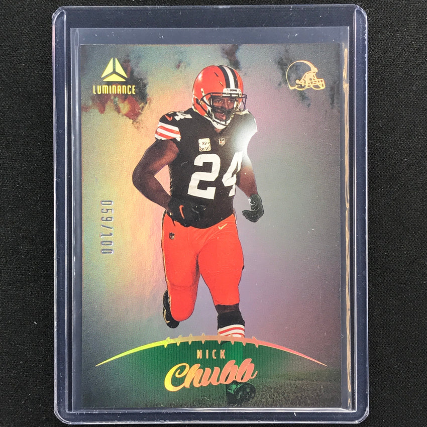 2023 Luminance Nfl Nick Chubb Vertical Green /100 No 5