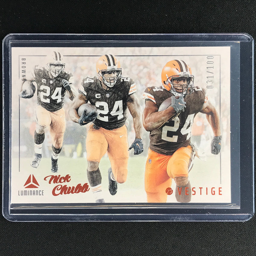 2023 Luminance Nfl Nick Chubb Vestige Orange 31/100