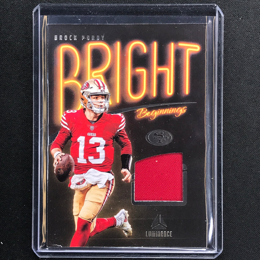 2023 Luminance Nfl Brock Purdy Bright Beginnings Relic Jersey Silver No 5