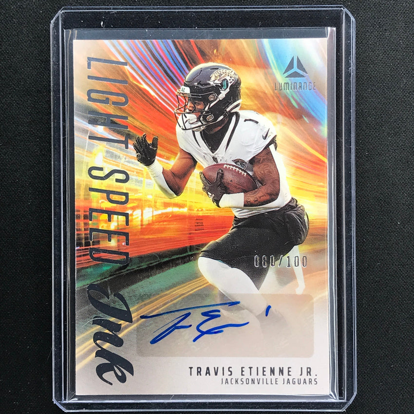 2023 Luminance Nfl Travis Etienne Jr. Light Speed Ink Auto Silver 80/100
