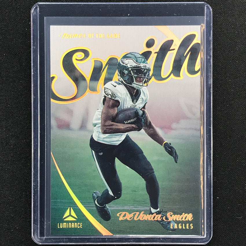 2023 Luminance NFL DEVONTA SMITH Names of the Game SSP #20