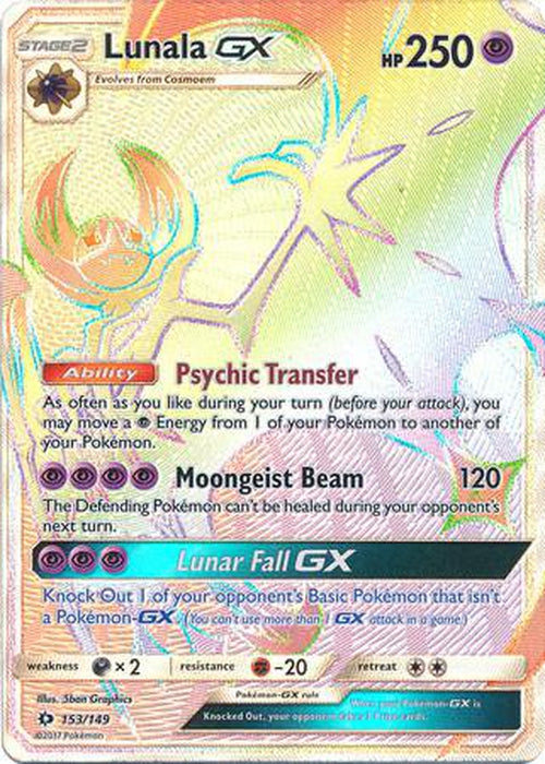 Lunala GX - 153/149 - Hyper Rare - Sun & Moon Base Set-Cherry Collectables