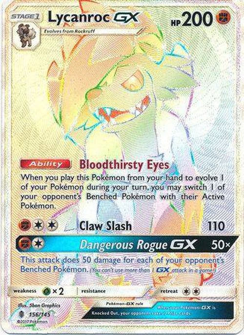Lycanroc GX - 156/145 - Hyper Rare - Guardians Rising-Cherry Collectables