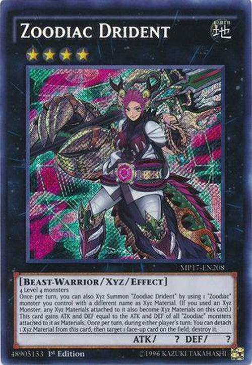 Zoodiac Drident - MP17-EN208 - Secret Rare 1st Edition-Cherry Collectables