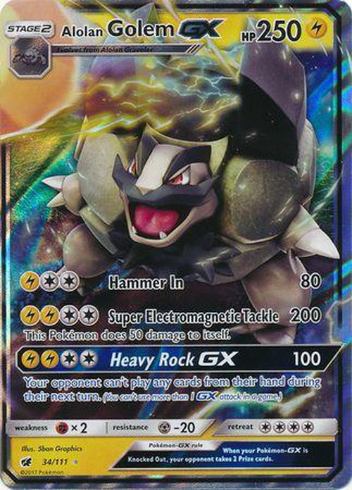 Alolan Golem GX - 34/111 - Ultra Rare - Crimson Invasion-Cherry Collectables