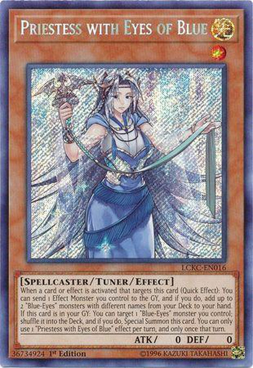 Priestess with Eyes of Blue - LCKC-EN016 - Secret Rare 1st Edition-Cherry Collectables