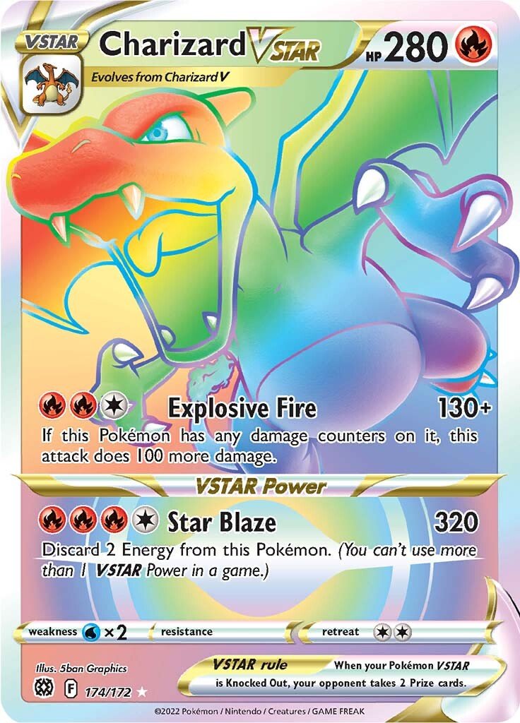HYPER RARE Charizard Vstar - 174/172 - Brilliant Stars Cherry Collectables HYPER RARE Charizard Vstar - 174/172 - Brilliant Stars Cherry Collectables