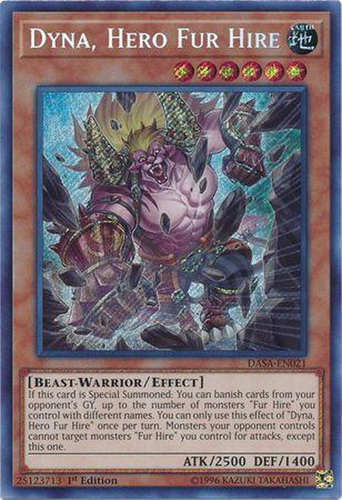 Dyna Hero Fur Hire - DASA-EN021 - Secret Rare 1st Edition-Cherry Collectables