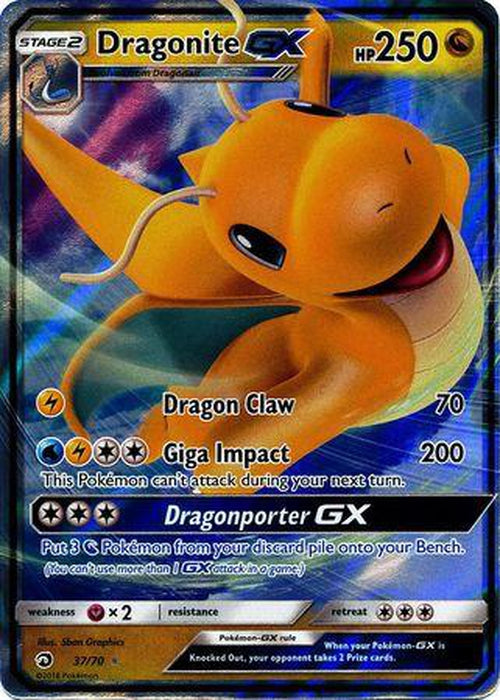 Dragonite GX - 37/70 - Ultra Rare - Dragon Majesty-Cherry Collectables