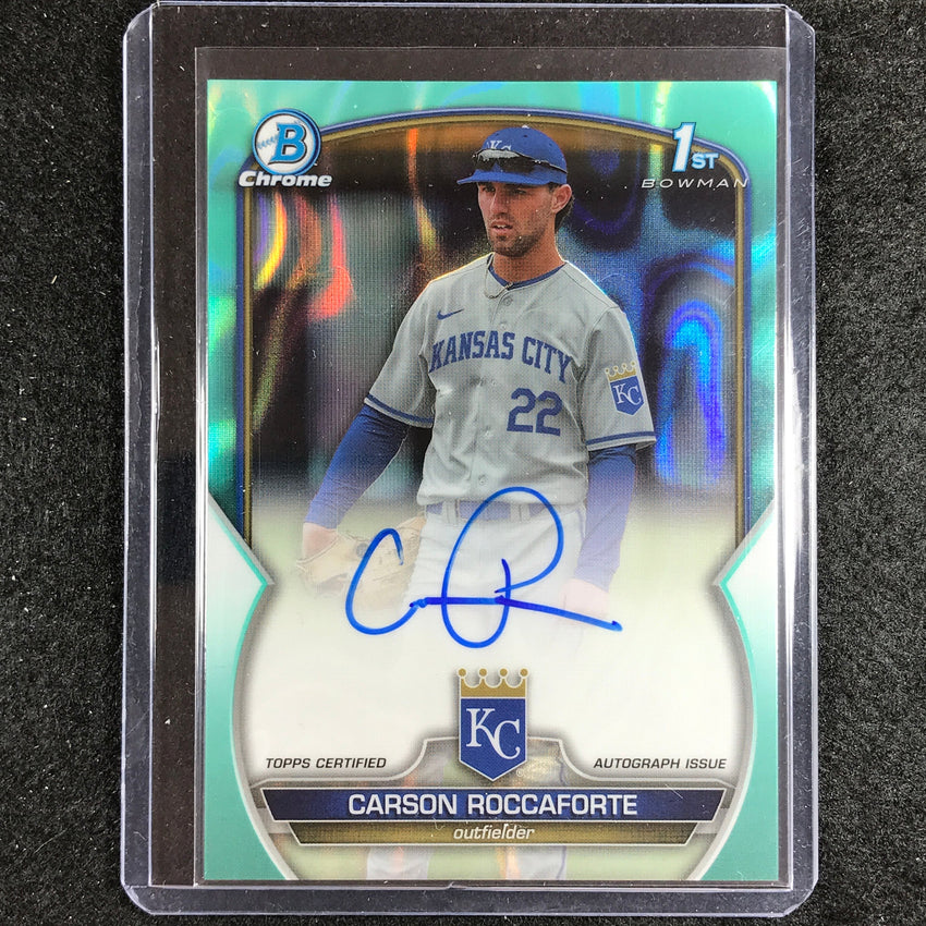 2023 Bowman Draft Mlb Carson Roccaforte 1st Bowman Prospect Auto Aqua Lava 5/199