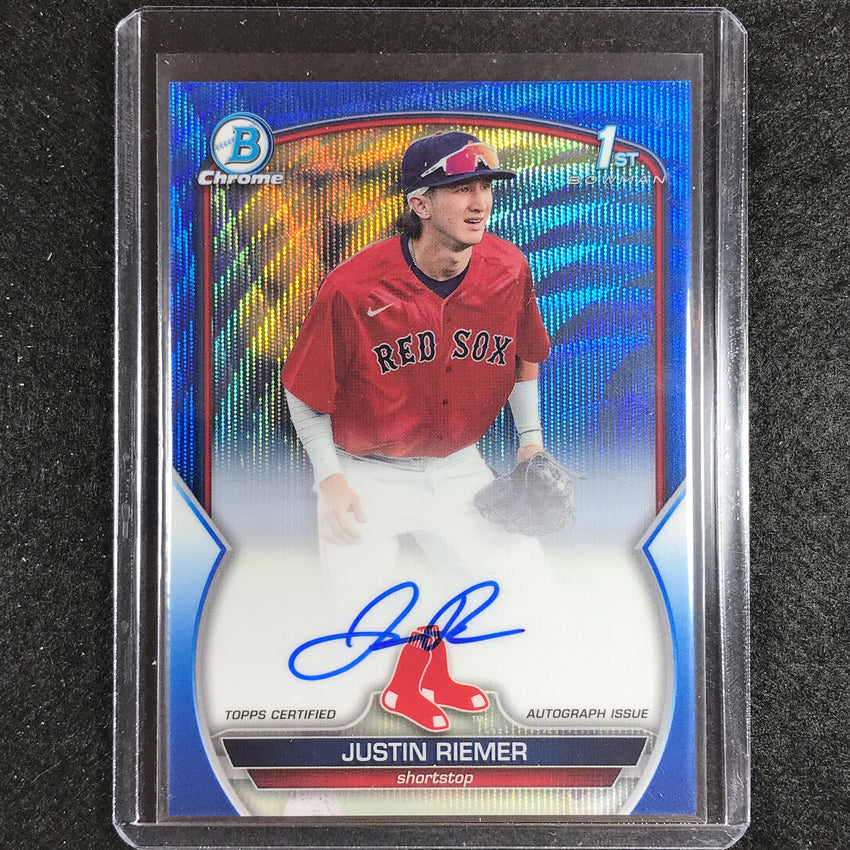 2023 Bowman Draft Mlb Justin Riemer 1st Bowman Prospect Auto Blue Wave 69/150