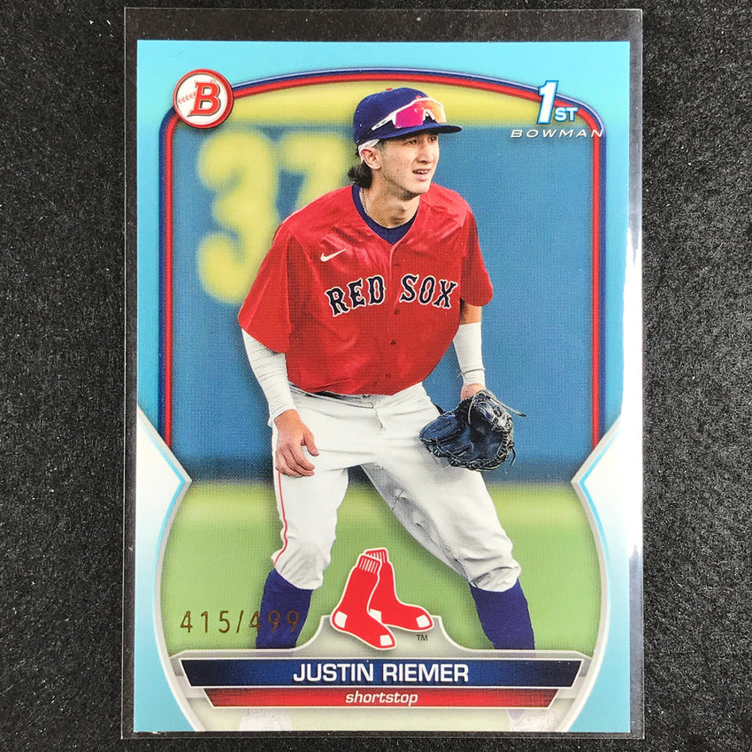 2023 Bowman Draft Mlb Justin Riemer 1st Bowman Base Paper Sky Blue 415/499