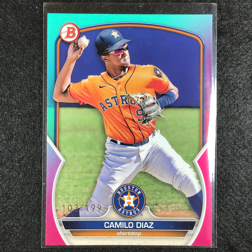 2023 Bowman Draft Mlb Camilo Diaz Base Paper Aqua Pink Gradient 103/199