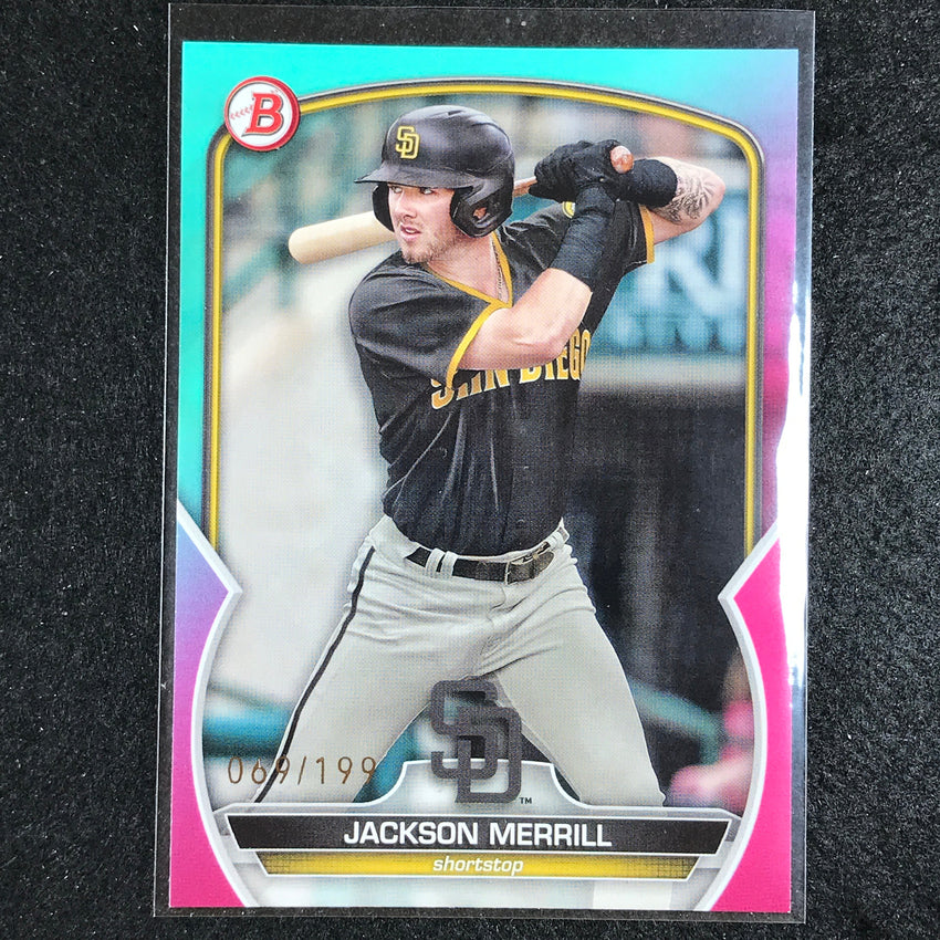 2023 Bowman Draft Mlb Jackson Merrill Base Paper Aqua Pink Gradient 69/199