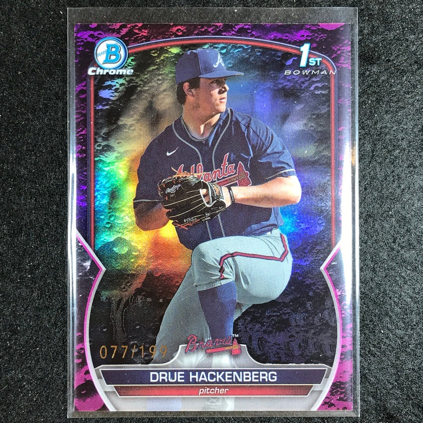 2023 Bowman Draft Mlb Drue Hackenberg 1st Bowman Base Fuchsia Lunar 77/199