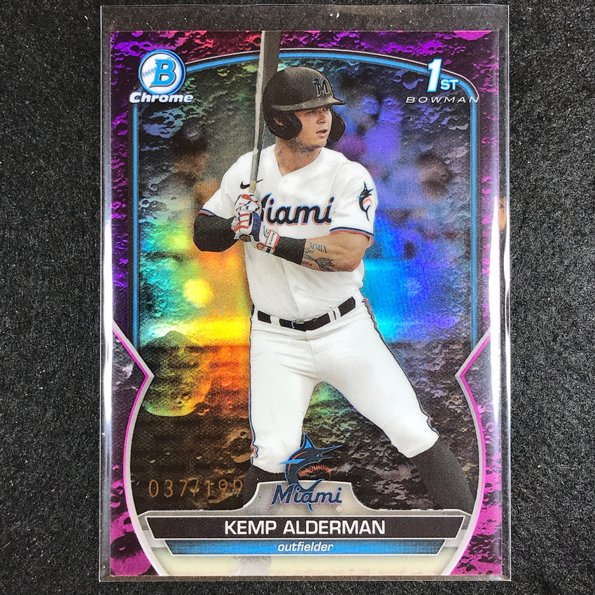 2023 Bowman Draft Mlb Kemp Alderman 1st Bowman Base Chrome Fuchsia Lunar 37/199