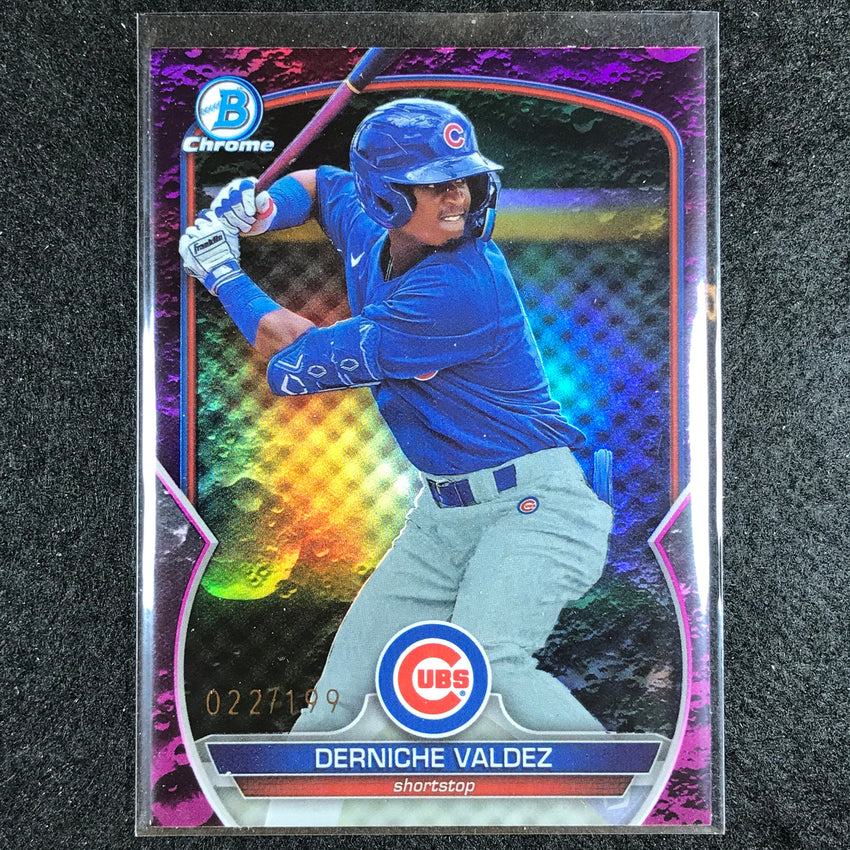 2023 Bowman Draft Mlb Derniche Valdez Base Chrome Fuchsia Lunar 22/199